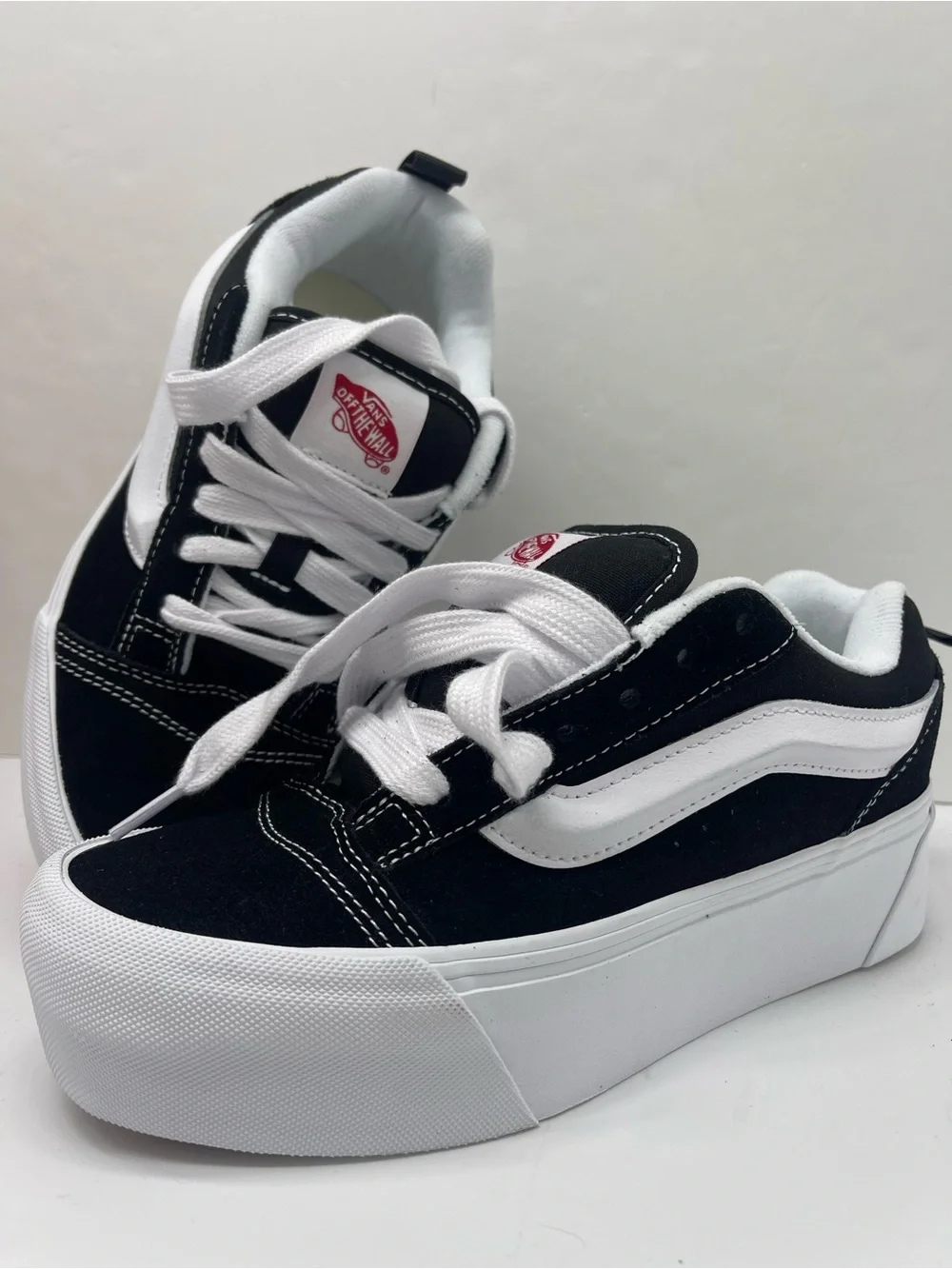 Vans WMNS Sz 7.5 Knu Stack Black/True White VN000CP66BT Platform Sneakers